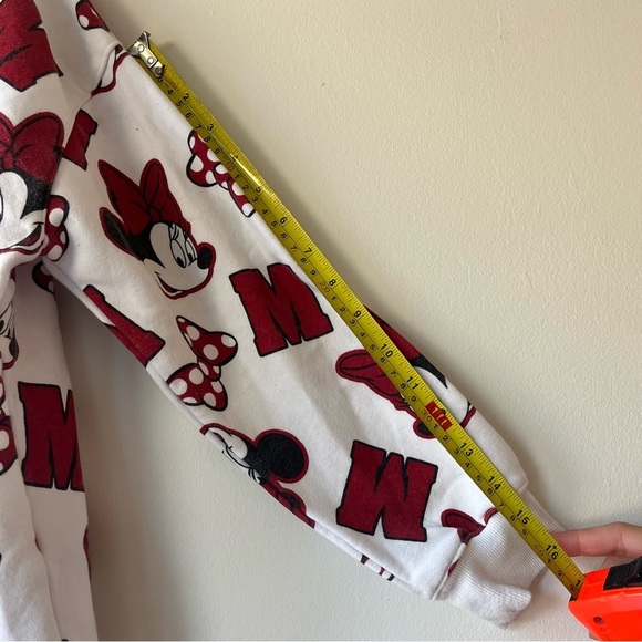 Disney Minnie Mouse Sweatshirt Girls 7/8 White Red Bow All Over Print Joe Fresh - Picture 8 of 9